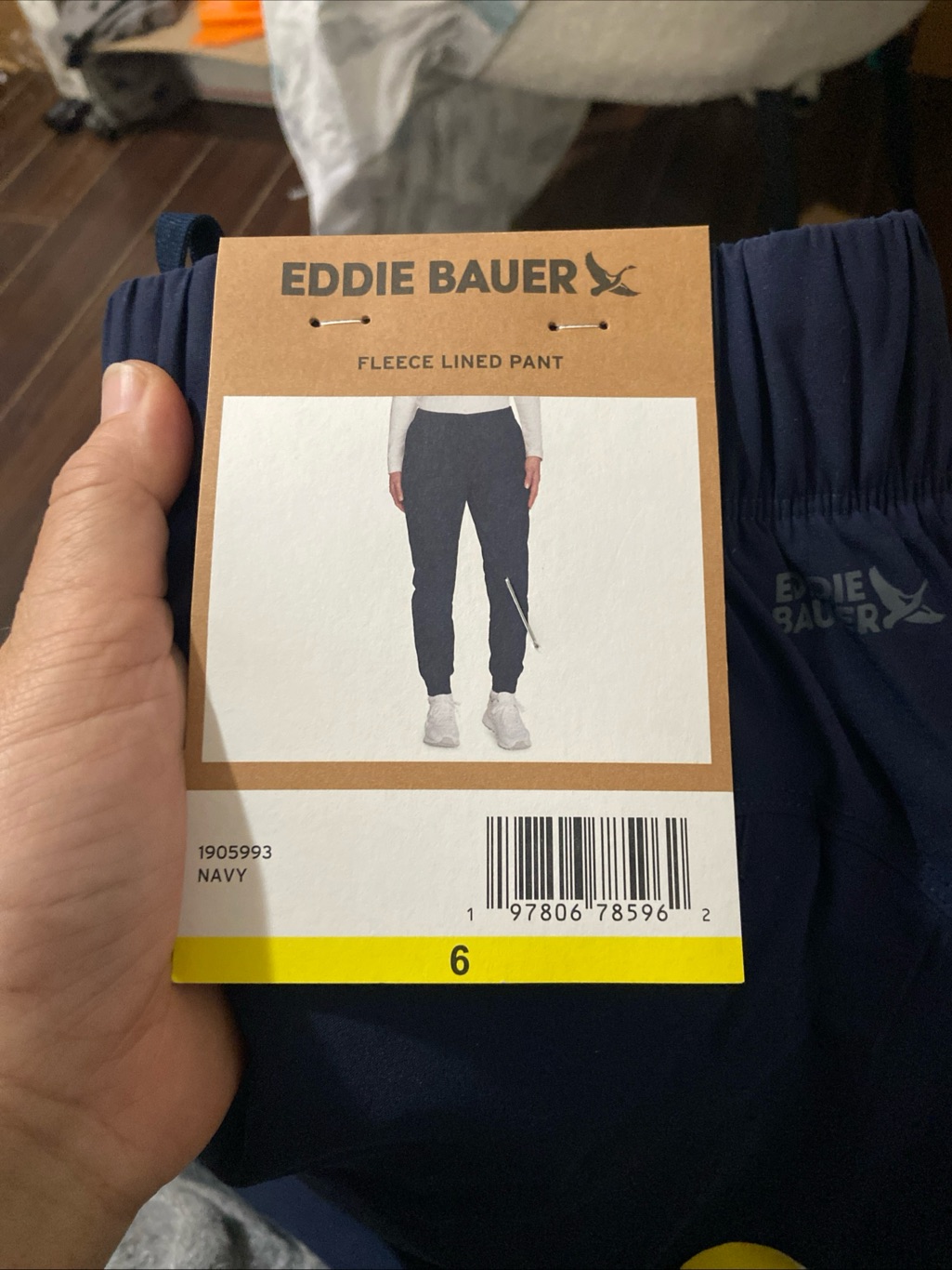 Nwt Eddie Bauer Women Sz 6 Navy Blue Fleece Lined Pants Hiking Jogger Gorpcore